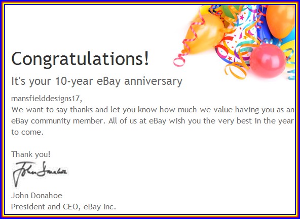 Congratulations! It's your eBay 10-year anniversary